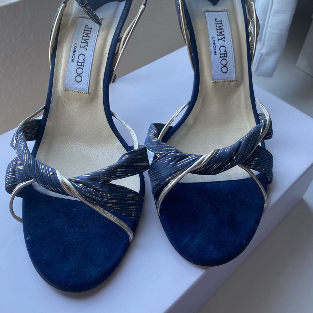 Jimmy Choo Blue and Silver Heels